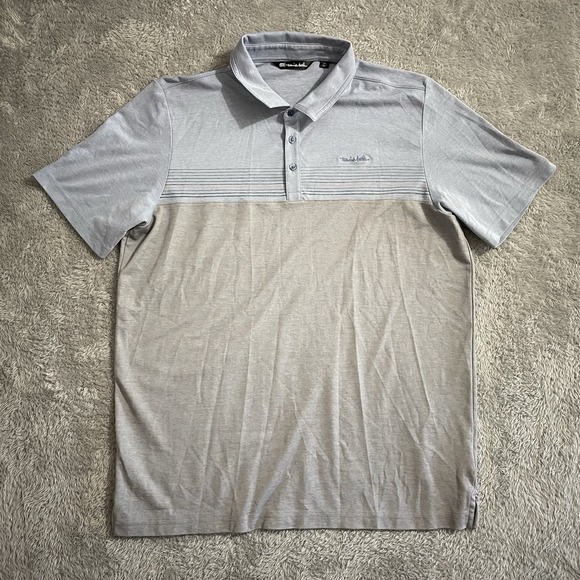 Travis Mathew Other - Travis Mathew Polo Shirt Mens 2XL Performance Pullover Gray Blue‎ Striped Golf